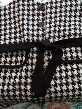 Size 3 Houndstooth Spaghetti Strap Mini Dress Belted, Faux Pockets